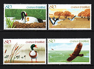 Китай _, 2005, Птицы, Утки, Журавли, 4 марки Китай _, 2005, Птицы, Утки, Журавли, 4 марки